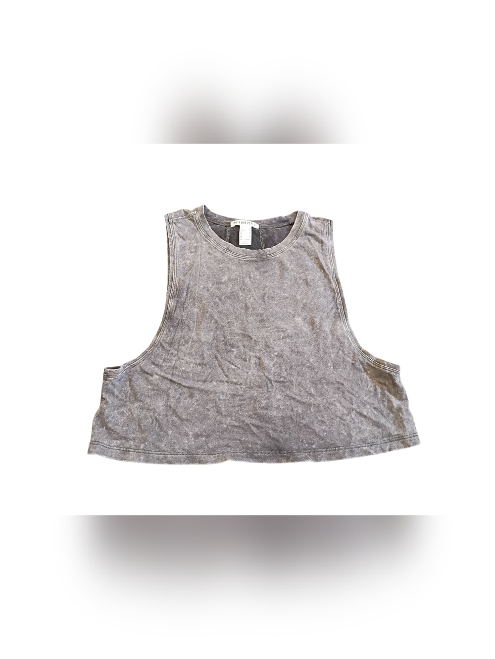 Forever 21 Acid Wash Cropped Tank Top Gray Sleeveless Boxy Fit Women’s Medium